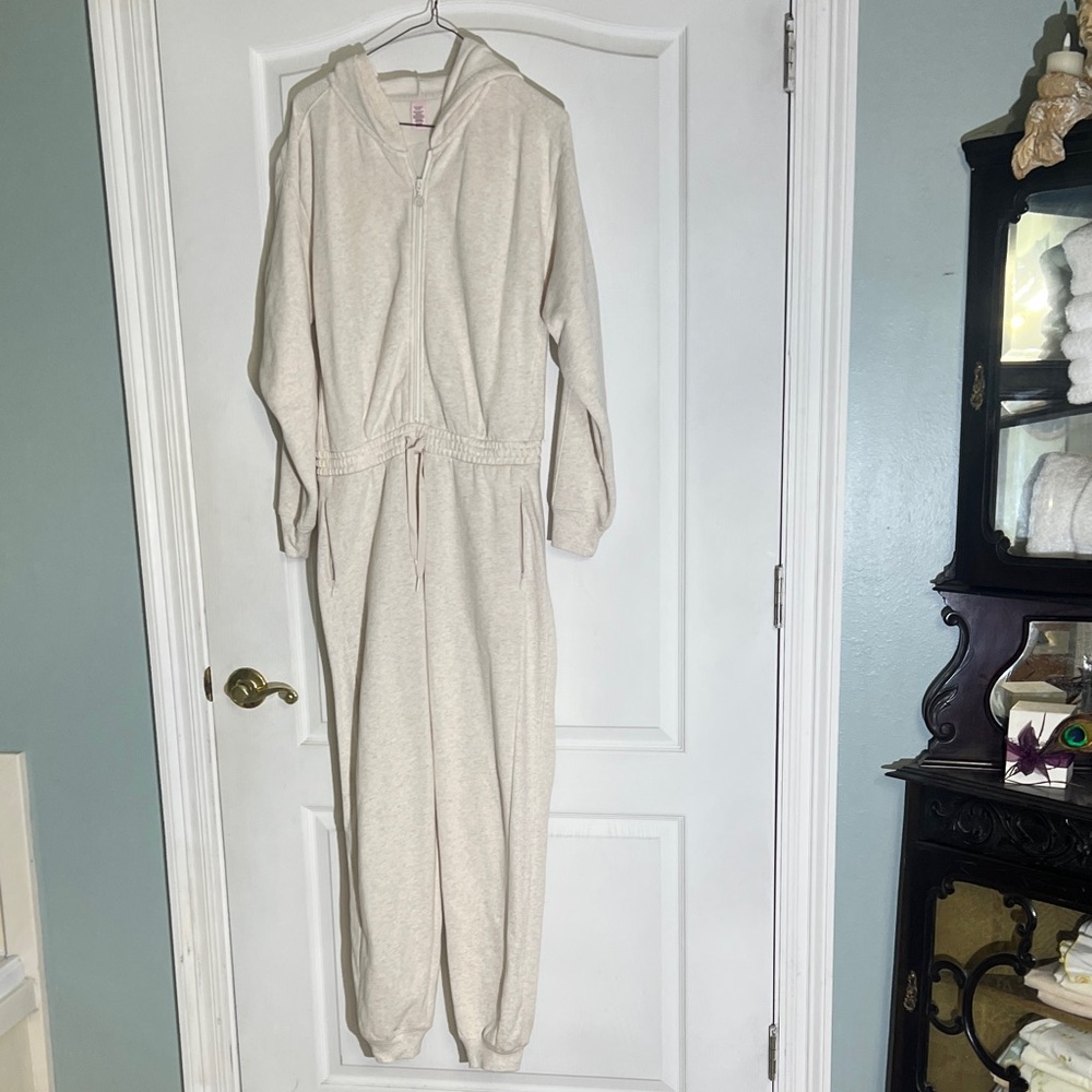 Victoria's Secret Cream Hooded Jumpsuit